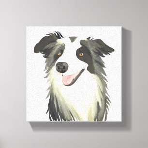 Impressão Em Tela Border Collie Cachorro Pet Lindo Aquarela