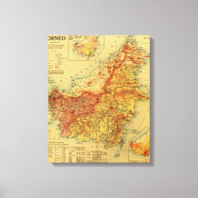 Impressão Em Tela BorneoPanorâmica MapBorneo (Frente)