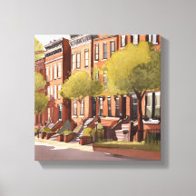 Boston Brownstones | Beacon Street Aquarela
