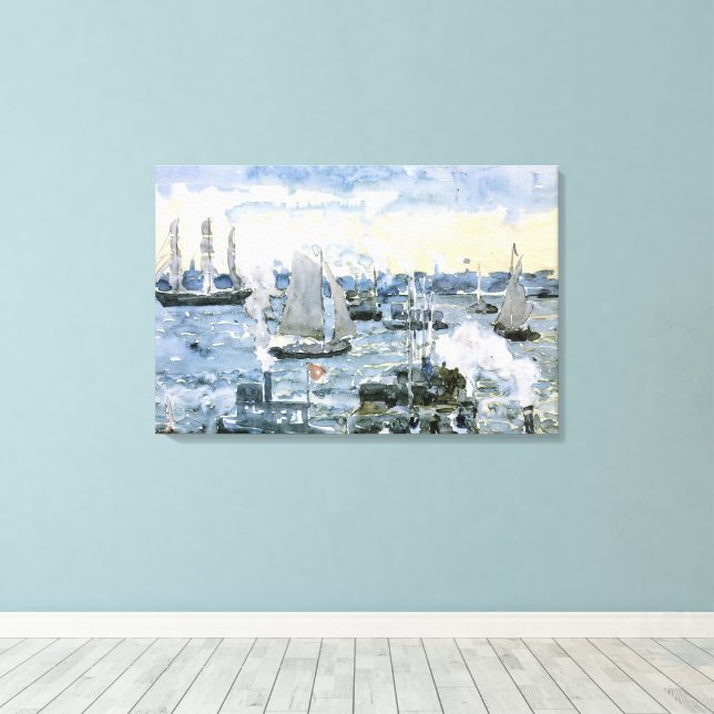 Impressão Em Tela Boston Harbor, pintura de arte, (Insitu(piso de madeira))