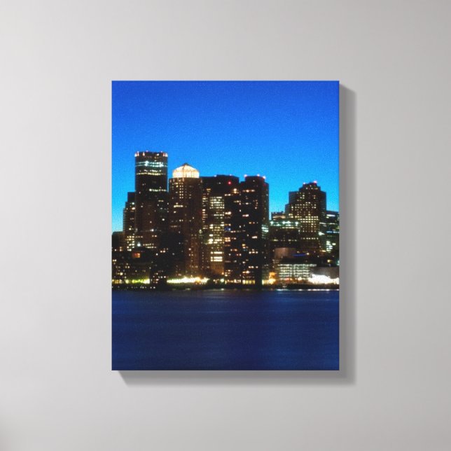 Impressão Em Tela Boston skyline com lua (Frente)