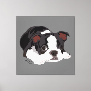 Impressão Em Tela Boston Terrier Bonita Arte Estética Fina