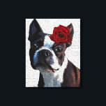 Impressão Em Tela Boston Terrier com Rosa na cabeça<br><div class="desc">Pets</div>
