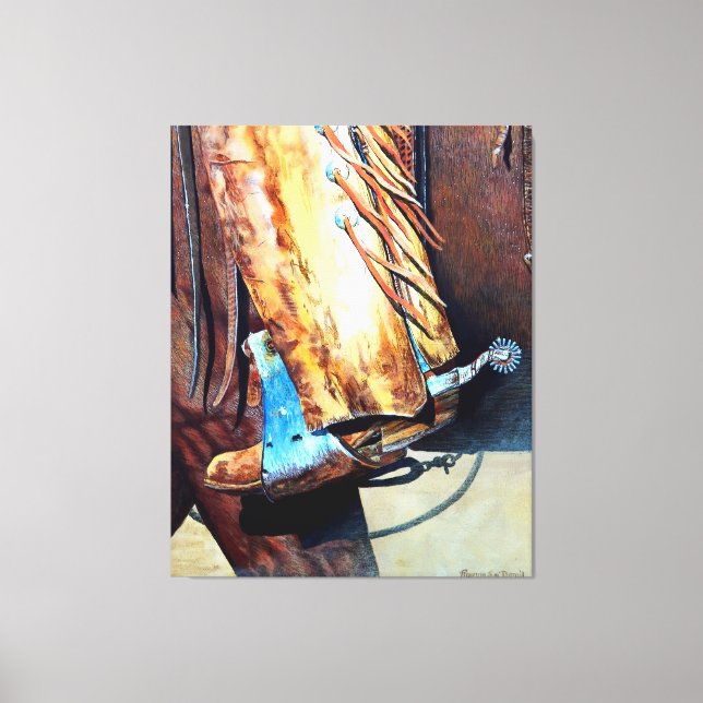 Impressão Em Tela Bota de cowboy ocidental e cavalo de rodeio, anima (Frente)