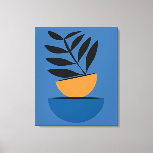 Impressão Em Tela Botânica Mínima Abstrato de Meio Círculo Boho (Frente)