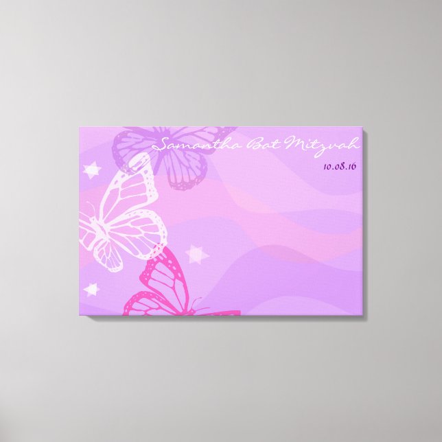 Impressão Em Tela BOTTERFLIES & STARS Bat Mitzvah Sign in Conselho (Frente)