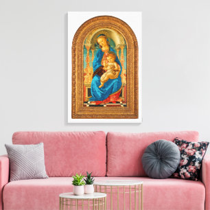 Impressão Em Tela Botticelli (1445-1510) Madonna & Criança Enthroned