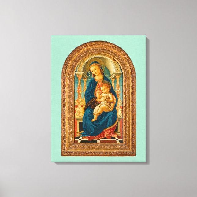 Impressão Em Tela Botticelli (1445-1510) Madonna & Criança Enthroned (Frente)