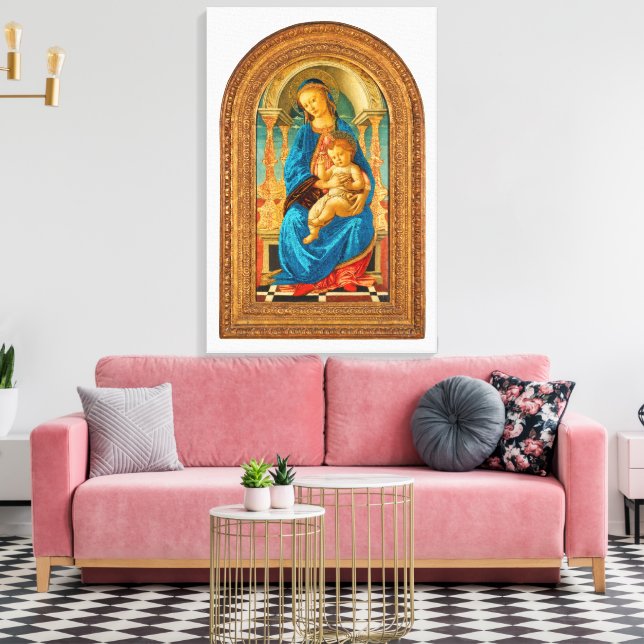 Impressão Em Tela Botticelli (1445-1510) Madonna & Criança Enthroned (Insitu(Sala de estar))