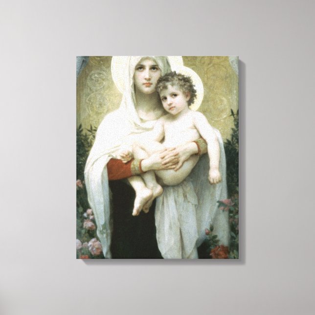 Impressão Em Tela Bouguereau - A Madona dos Rosas (Frente)