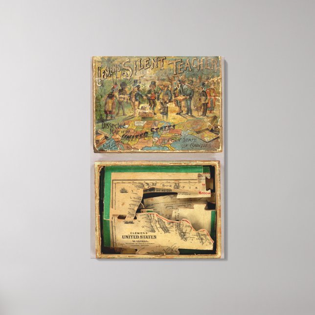 Impressão Em Tela Box Dissected map, Estados Unidos (Frente)