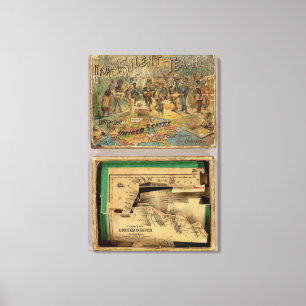 Impressão Em Tela Box Dissected map, Estados Unidos