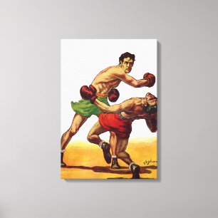 Impressão Em Tela Boxe Esportiva Vintage, Lutadores em uma Luta