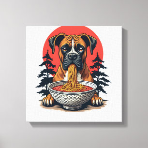 Impressão Em Tela Boxer Antigo Comendo Ramen Pôr do Sol Japonês Ilus