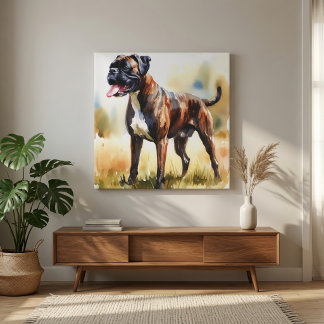 Impressão Em Tela Boxer Dog aquarela