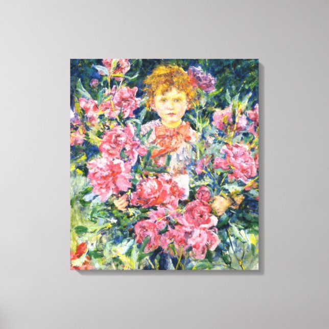 Impressão Em Tela Boy With Red Peony Flowers (por Robert Reid) (Frente)