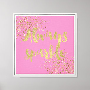Impressão Em Tela Branca Rosa Dourada Confetti Sparkle