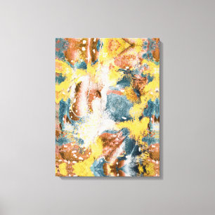 Impressão Em Tela Branco Dourado de Abstrato de pintura de mostarda 