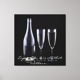 Impressão Em Tela Branco inspirado do preto da flauta de Champagne