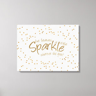 Impressão Em Tela Branco & ouro deixa uma faísca pequena