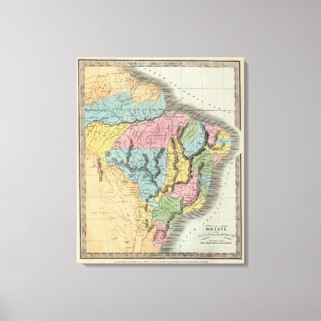 Impressão Em Tela Brasil com Guiana e Paraguai (Frente)