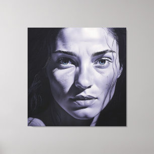 Impressão Em Tela "Brianna Blue" Mulheres Em Carvão