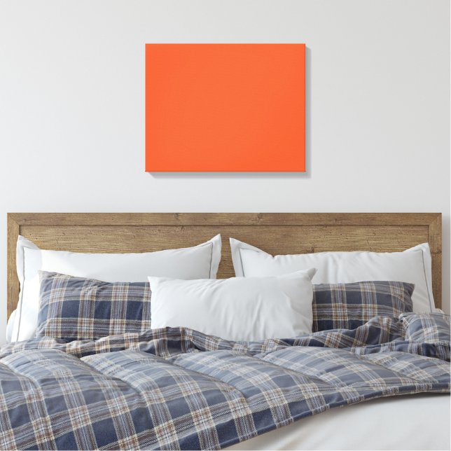 Impressão Em Tela Bright Orange Minimalist Solid Background (Insitu(Quarto))
