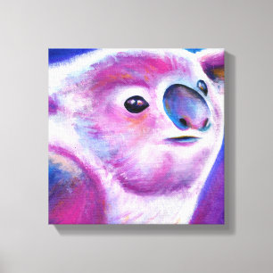 Impressão Em Tela Bright roxa, animal de Koala