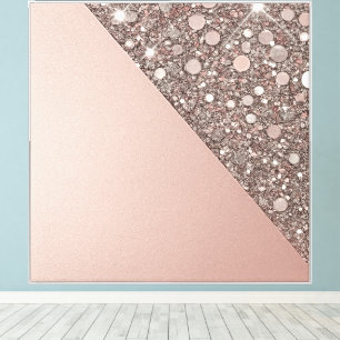 Impressão Em Tela Brilho de Ouro Rosa Elegante