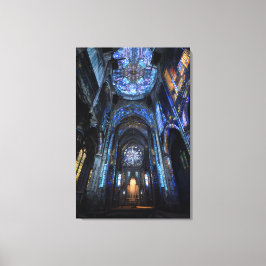 Impressão Em Tela Brilho de projeção de vitral de catedral arruinada