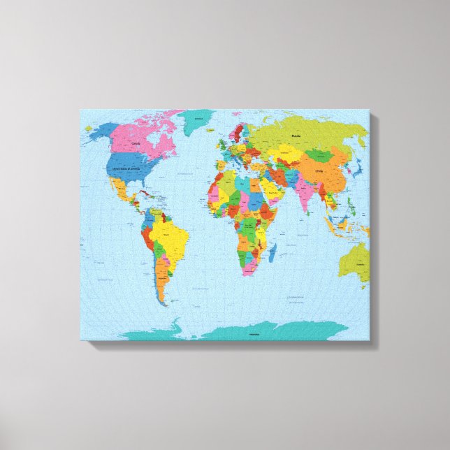 Impressão Em Tela Brilho do Mapa Mundial (Frente)