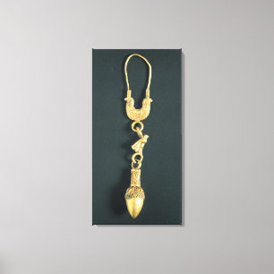 Impressão Em Tela Brinco Dourado com o pendente gota-dado forma no