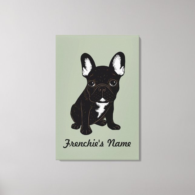Impressão Em Tela Brindle French Bulldog (Nome Personalizado) (Frente)