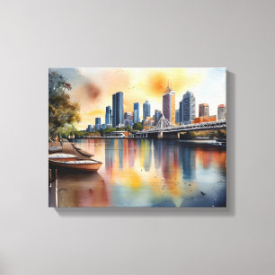 Impressão Em Tela Brisbane watercolor art