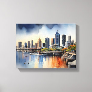 Impressão Em Tela Brisbane watercolor art