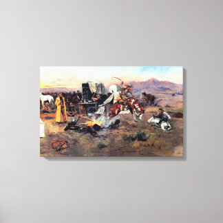 Impressão Em Tela Bronc em Cow Camp por Charles M. Russell