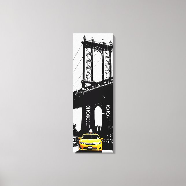 Impressão Em Tela Brooklyn Bridge Nyc Yellow Taxi Nova Iorque (Frente)
