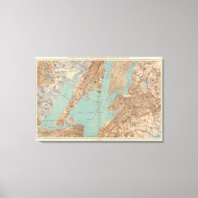 Impressão Em Tela Brooklyn, Jersey City e Hoboken (Frente)