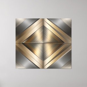 Impressão Em Tela Brushed Metallic Geometric Diamond Pattern