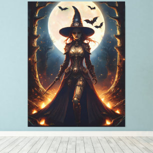 Impressão Em Tela Bruxa da Floresta Steampunk do Halloween