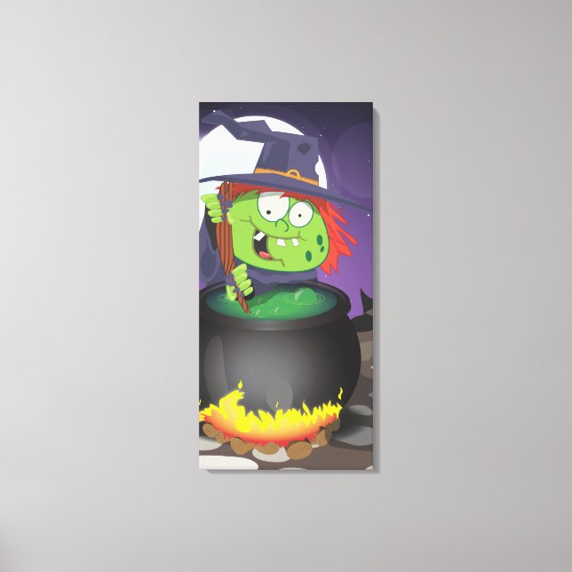 Impressão Em Tela Bruxa Stiring a Cauldron. (Frente)