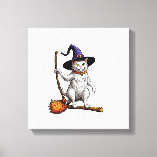 Impressão Em Tela Bruxo do Gato Halloween Bruxa Mística Amantes de G