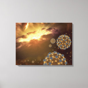 Impressão Em Tela Buckyballs que flutua no espaço interestelar