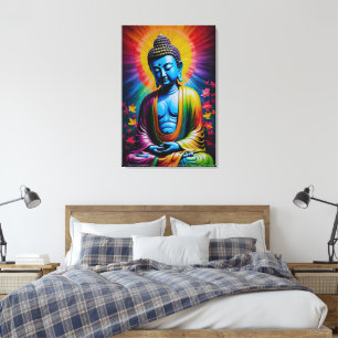 Impressão Em Tela Buda Raios Sagrados de Paz