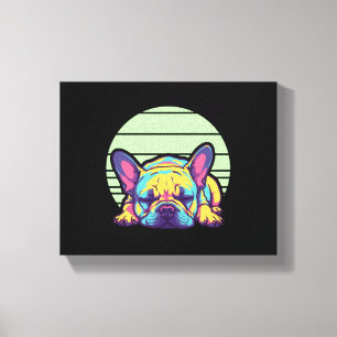 Impressão Em Tela buldogue francês colorido dormindo