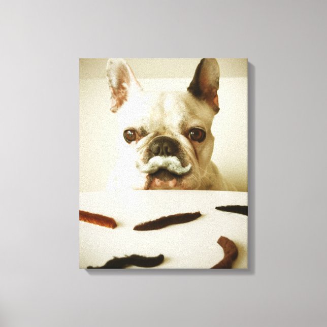 Impressão Em Tela Buldogue Francês Com bigode (Frente)