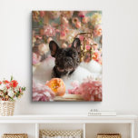 Impressão Em Tela Bulldog Art Francês | Francês na Banheira de Batht<br><div class="desc">Arte do Bulldog Francês apresentando um Bulldog Francês brincalhão desfrutando de um cheio relaxante de bolhas e lindas flores. Este trabalho de arte charmoso adiciona um toque de calor e personalidade ao seu espaço,  fazer que ele se sinta mais convidativo e alegre.</div>