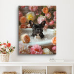 Impressão Em Tela Bulldog Art Francês | Francês na Banheira de Batht<br><div class="desc">Arte do Bulldog Francês apresentando um Bulldog Francês brincalhão desfrutando de um cheio relaxante de bolhas e lindas flores. Este trabalho de arte charmoso adiciona um toque de calor e personalidade ao seu espaço,  fazer que ele se sinta mais convidativo e alegre.</div>