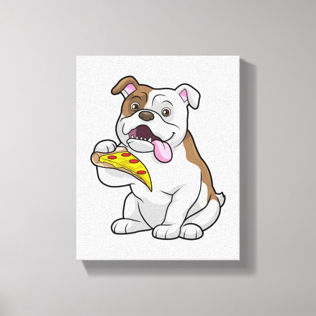 Impressão Em Tela Bulldog com pizza (Frente)