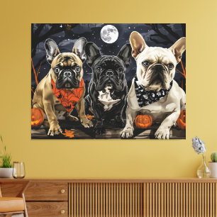 Impressão Em Tela Bulldog Francês Halloween Assustador